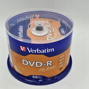 NEW SEALED 50 PK Verbatim Life Series DVD-R 4.7GB Disc Spindle